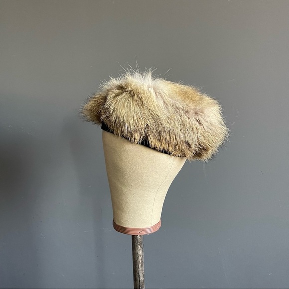 Vintage Fox Fur Pillbox Hat 1960s Halo Fur Hat Old Hollywood Winter Hat Ski Glam